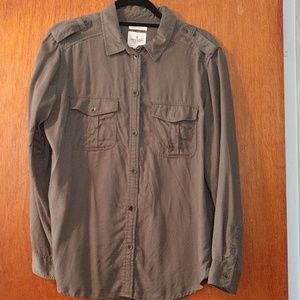 Women's embroided oversize button down long sleeve